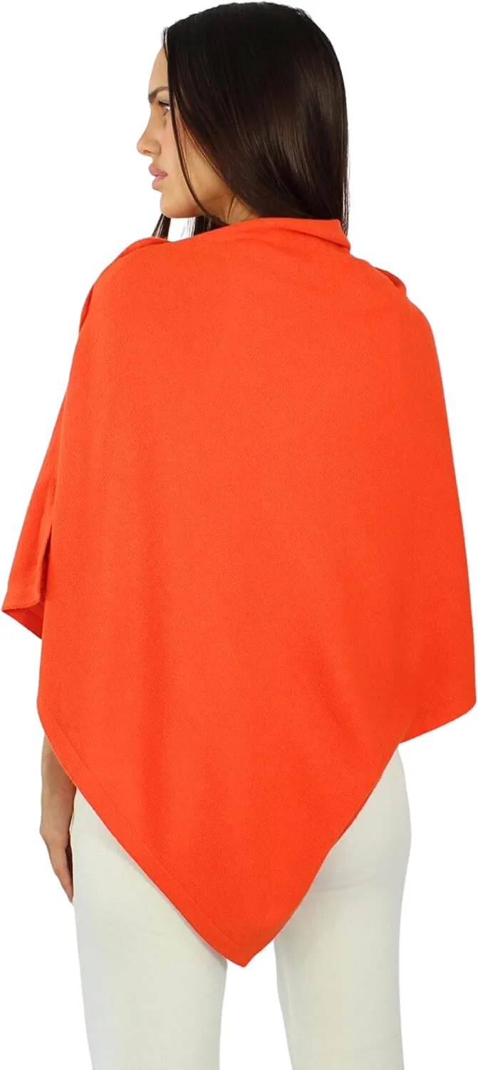 Win's Damen Poncho aus Kaschmirgemisch - Made in Italy Einheitsgrösse Orange, Einheitsgrösse Orange