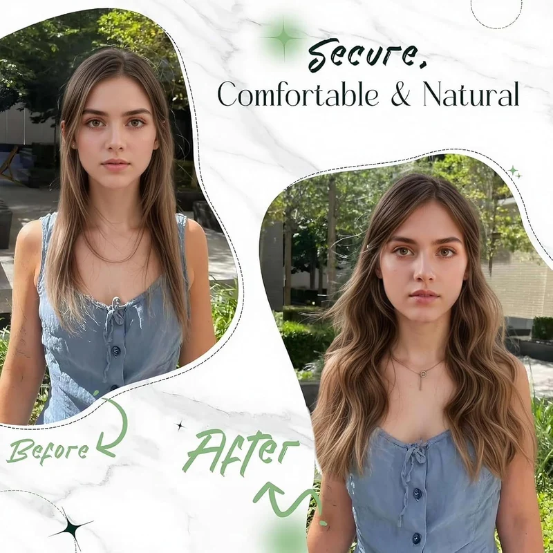 RUNATURE Remy Haarverlangerung mit Draht Extensions Echthaar mit Draht Hair Farbe Dunkelbraun 16 Zol