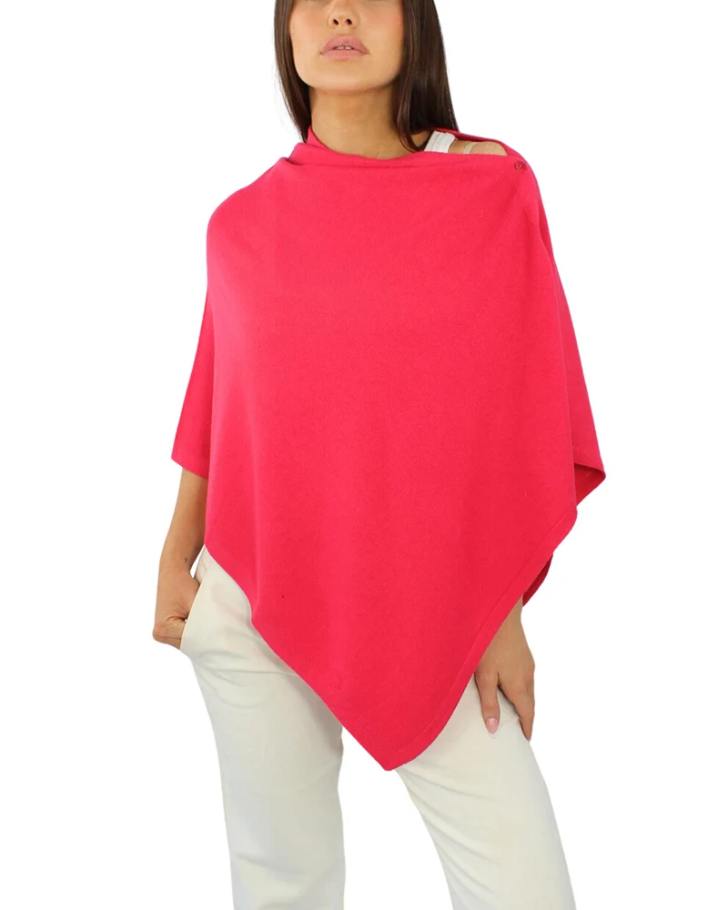 Win's Damen Poncho aus Kaschmirgemisch - Made in Italy Einheitsgrösse Fuchsien-Rosa, Einheitsgrösse