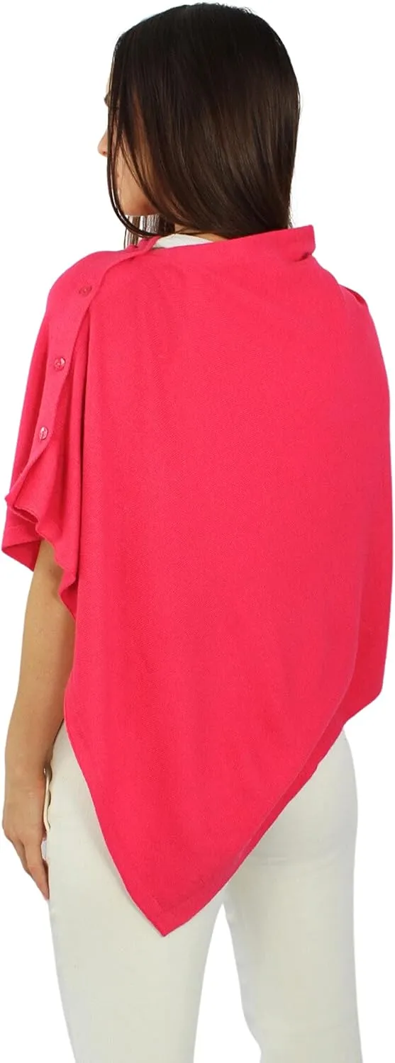 Win's Damen Poncho aus Kaschmirgemisch - Made in Italy Einheitsgrösse Fuchsien-Rosa, Einheitsgrösse
