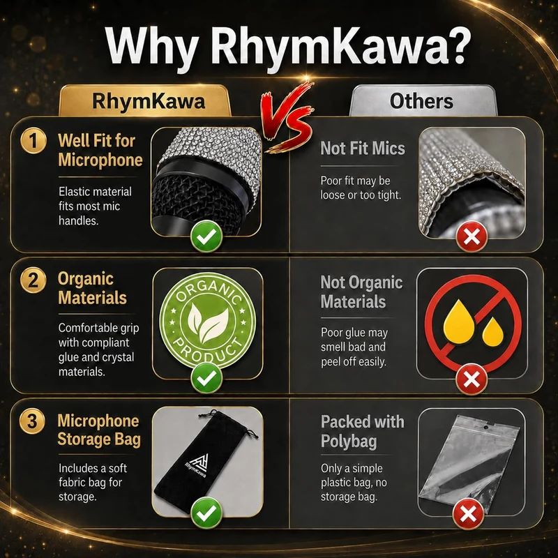 RhymKawa Glitzernde Kristall-Mikrofonhülle für Universal-Mikrofon SM58LC, Beta 58a Abdeckung, Ersatz