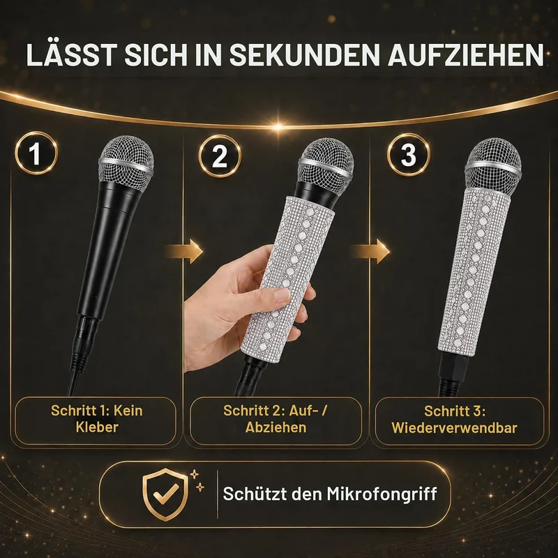 RhymKawa Glitzernde Kristall-Mikrofonhülle für Universal-Mikrofon SM58LC, Beta 58a Abdeckung, Ersatz