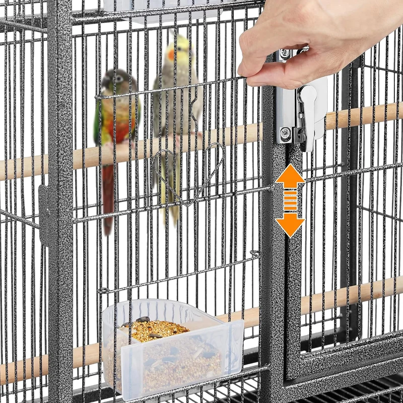 Yaheetech Vogelvoliere Vogelkäfig Voliere Vogelhaus mit Rollen für Nymphensittiche, Papageien Schwar