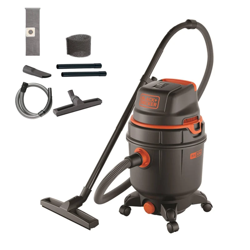 BLACK+DECKER Nass und Trockensauger BXVC30PDE mit Integrierte Steckdose für Elektrowerkzeug (1600 W,