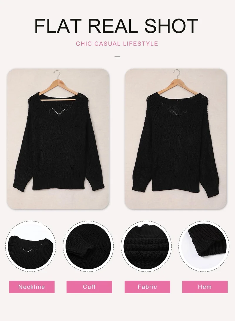 Dokotoo Damen Strickpullover Elegant Rundhals Pullover Herbst Winter Einfarbiger Pulli Oberteil Swea