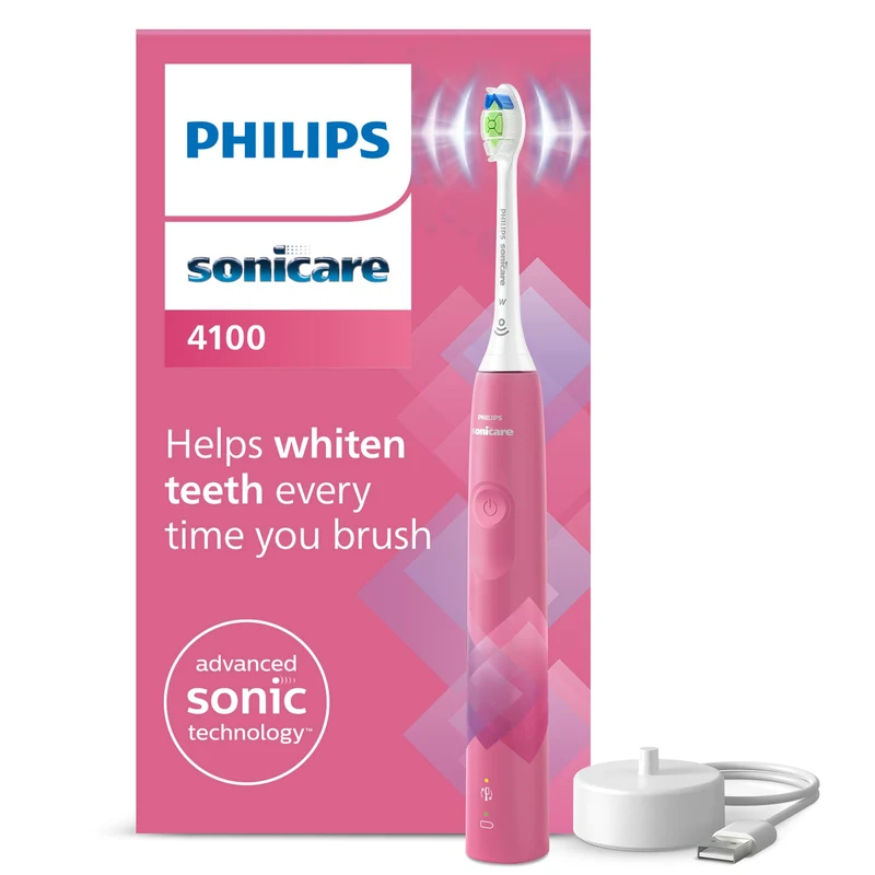 Philips Sonicare 4100 elektrische Zahnbürste mit Schalltechnologie und zwei Modi, Andruckkontrolle u