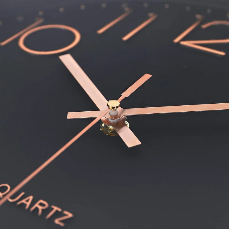 Lafocuse Schwarz Modern Wanduhr Lautlos 30cm, 3D Ziffern Rosegold Ohne Tickgeräusche, Quartz Wanduhr