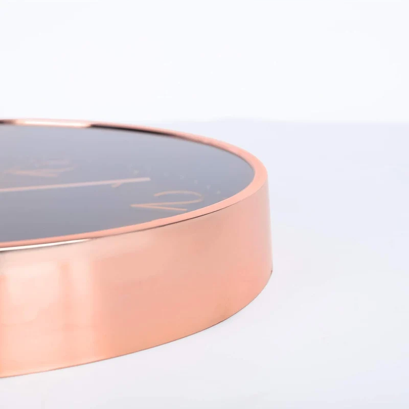 Lafocuse Schwarz Modern Wanduhr Lautlos 30cm, 3D Ziffern Rosegold Ohne Tickgeräusche, Quartz Wanduhr