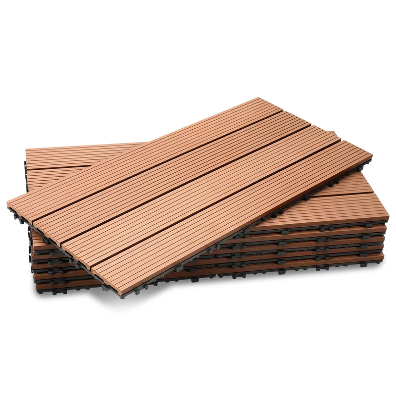 Ansobea WPC Terrassenfliesen Fliesen, 30x60 Holzfliesen 12er Set für 2m²,Balkonfliesen in Holzoptik,