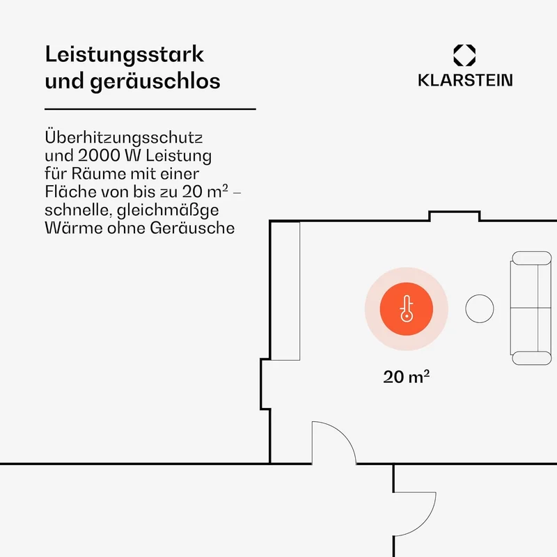 Klarstein Elektroheizung, Konvektor-Heizung Freistehend oder Wandmontage, Mobile Energiesparend, Lei