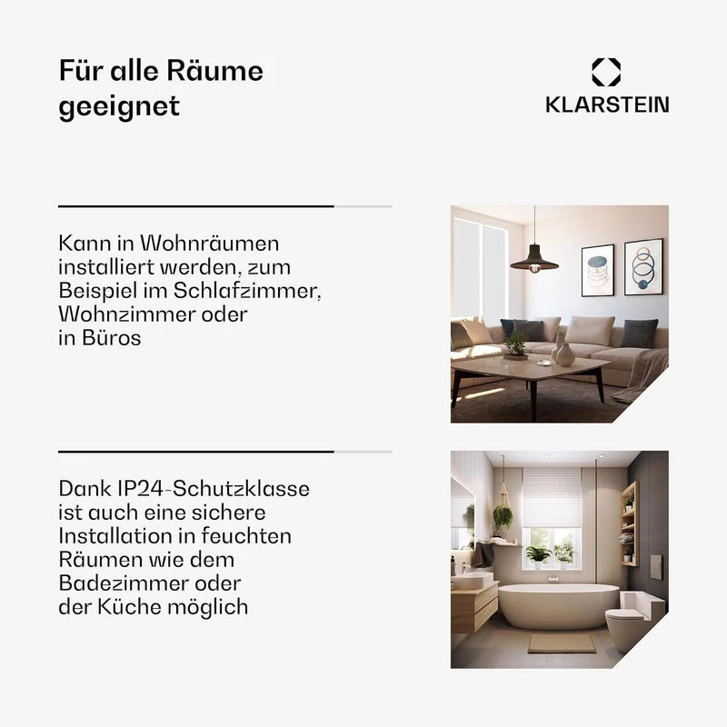 Klarstein Elektroheizung, Konvektor-Heizung Freistehend oder Wandmontage, Mobile Energiesparend, Lei