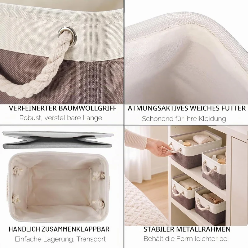 Mangata 3 Stück aufbewahrungskorb Stoff, Faltbare aufbewahrungsbox Schrank, Korb aufbewahrung Stoff