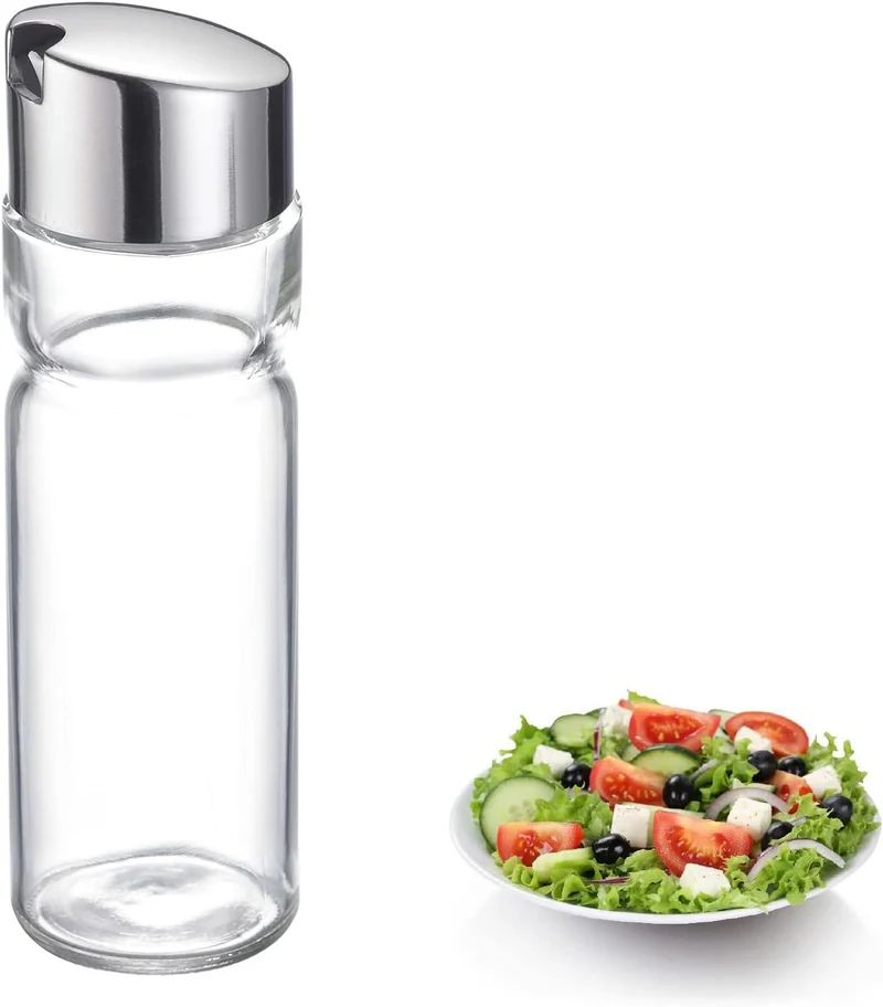 Westmark Öl- /Essig-Flasche, Fassungsvermögen 160 ml, 16 x 4,9 x 4,9 cm, Edelstahl/Glas, Wien, Silbe