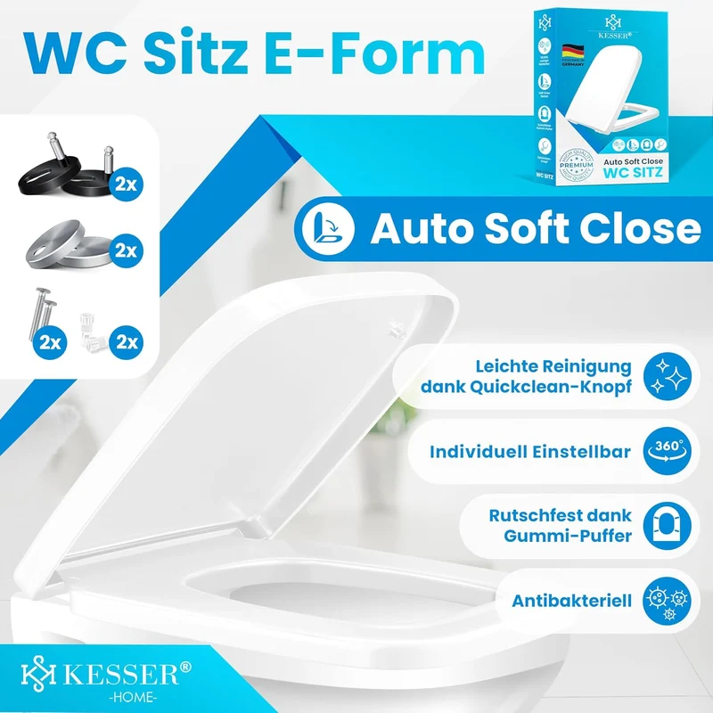 KESSER® WC Sitz mit Absenkautomatik Toilettendeckel Quick-Release-Funktion und Softclose - einfache