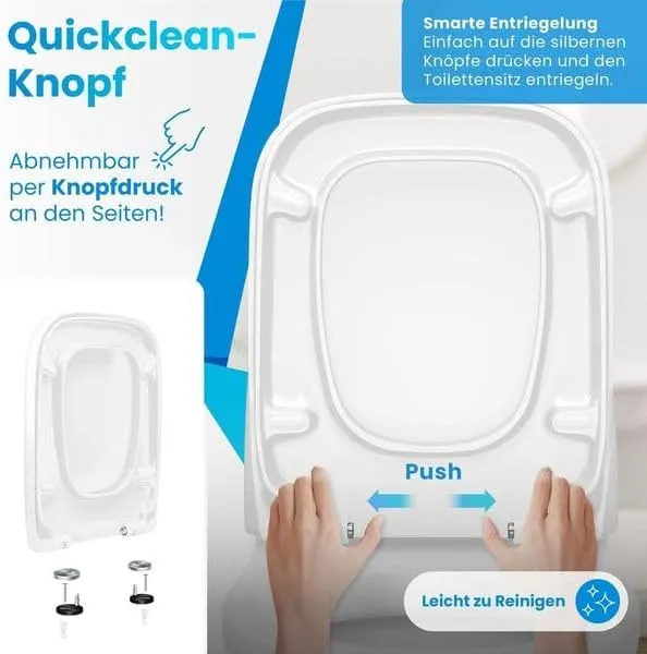 KESSER® WC Sitz mit Absenkautomatik Toilettendeckel Quick-Release-Funktion und Softclose - einfache