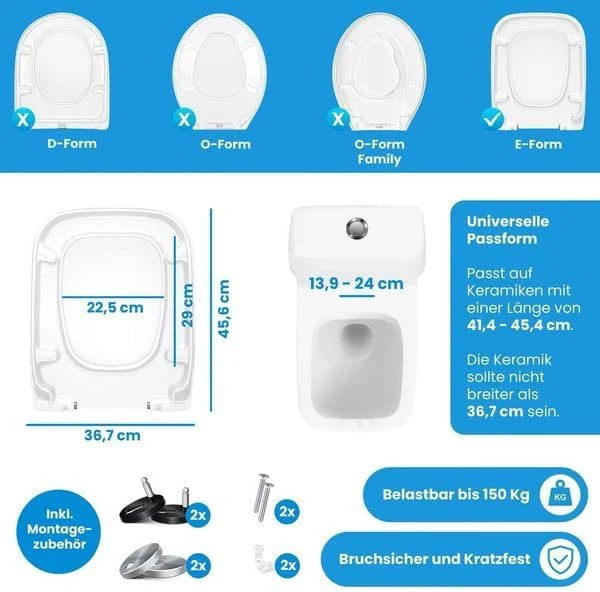 KESSER® WC Sitz mit Absenkautomatik Toilettendeckel Quick-Release-Funktion und Softclose - einfache