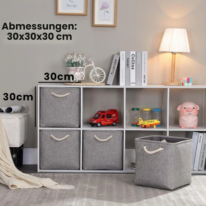 Mangata Aufbewahrungsbox Stoff 30x30x30 cm, aufbewahrungskorb Grau, Korbe Stoff in Würfel für Schran