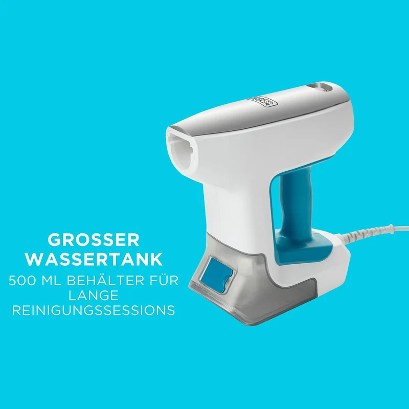 Black+Decker 1500W SteamSystem Handdampfreiniger BHSM15FX10 (mit Bodenverlängerung, duale Dampfsteue
