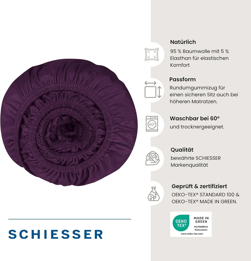 Schiesser Boxspringbett Spannbettlaken Flexi aus 95% gekämmter Baumwolle und 5% Elasthan für maximal