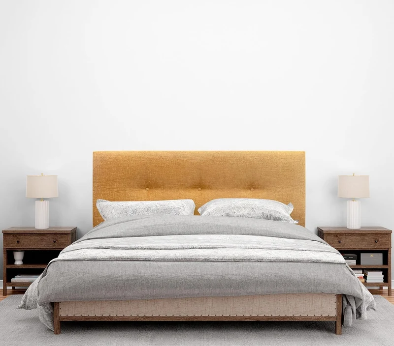 DHOME Kopfteil Natürliche Wolle Finish mit Knöpfen gepolstert Kopfteil Bett Schlafzimmer gepolstert