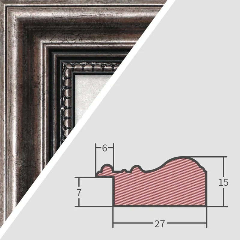 Mende Frames Bilderrahmen Antik 42x60cm DIN A2 I Farbe: Metall I Holzbilderrahmen I Fotorahmen I Bar