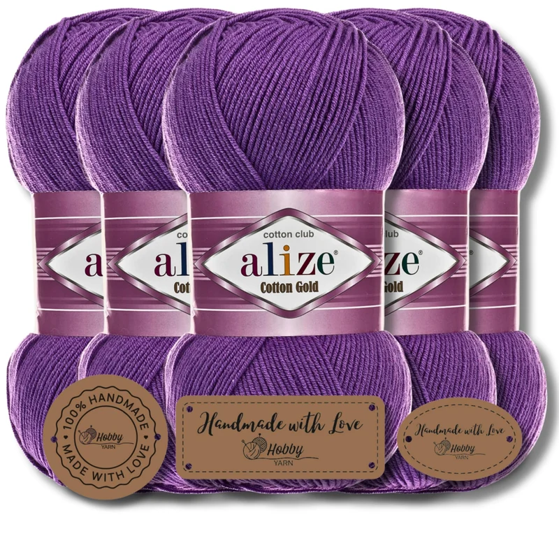 Alize 5 x 100g Cotton Gold Türkische Premium Wolle Baumwolle und Acryl Handstrickgarne | Garn | Yarn