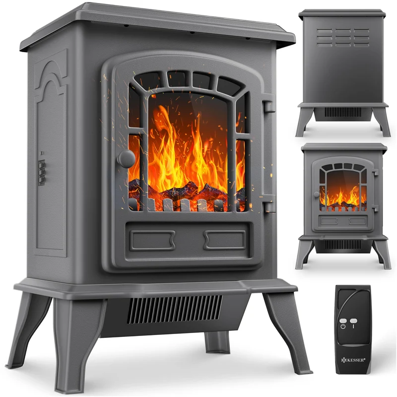 KESSER® Elektrokamin mit Heizlüfter & Fernbedienung 2000W Elektro Kamin Elektrischer Heizung LED Kam