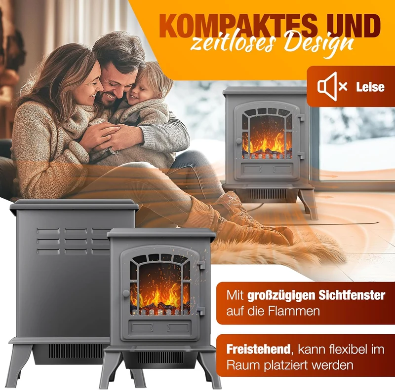 KESSER® Elektrokamin mit Heizlüfter & Fernbedienung 2000W Elektro Kamin Elektrischer Heizung LED Kam