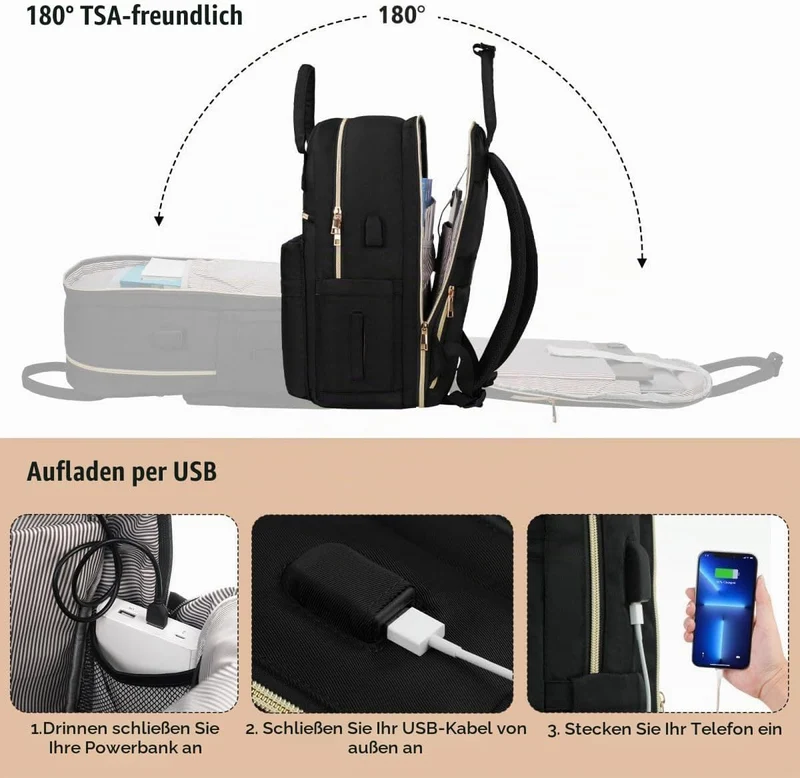 YAMTION Laptop Rucksack Damen 17,3 Zoll,Schulrucksack Mädchen Teenager Schultasche Frauen für Schule