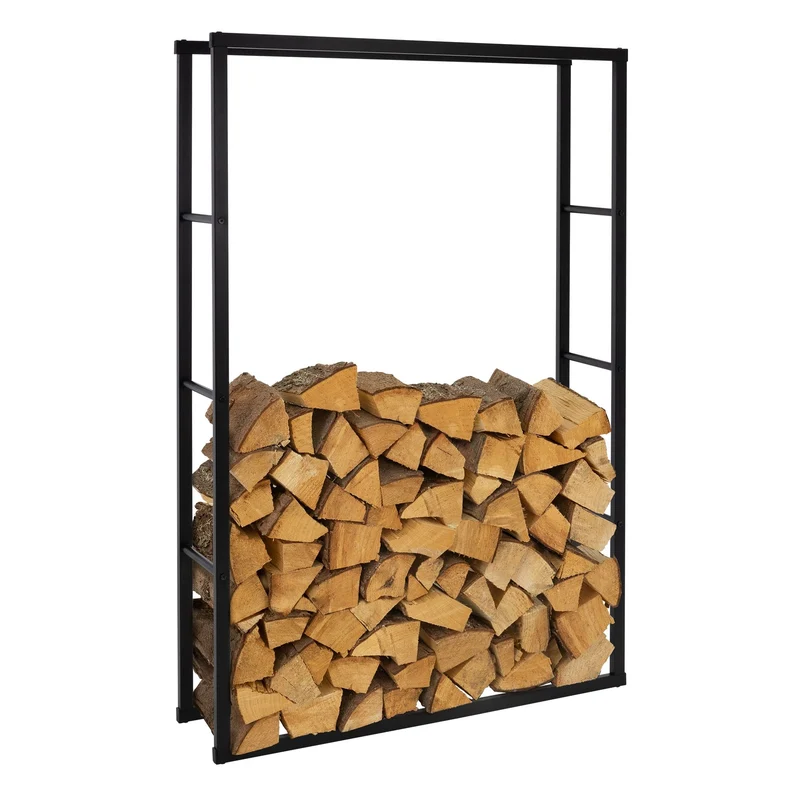 ML-Design Kaminholzregal 100x150x25cm rechteckig, Schwarz, Metall, Innen/Aussen, Brennholzregal Holz