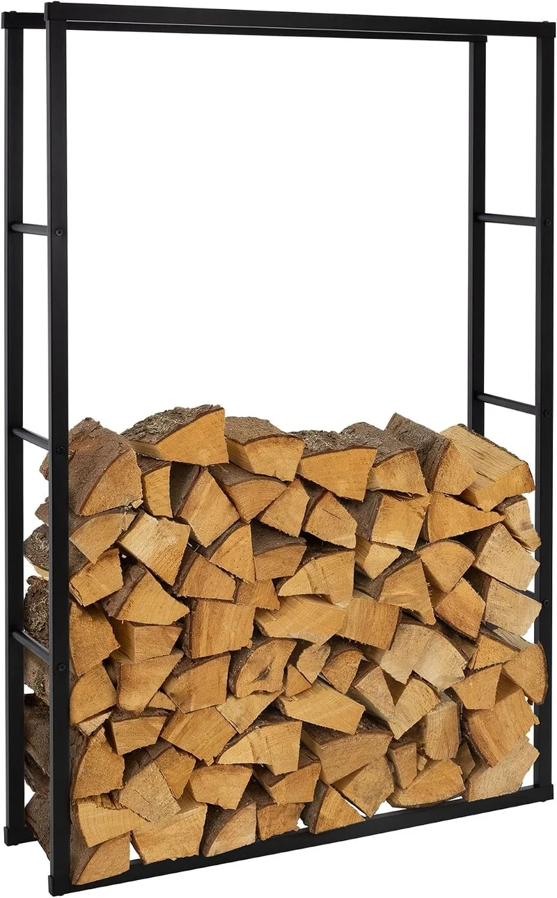 ML-Design Kaminholzregal 100x150x25cm rechteckig, Schwarz, Metall, Innen/Aussen, Brennholzregal Holz