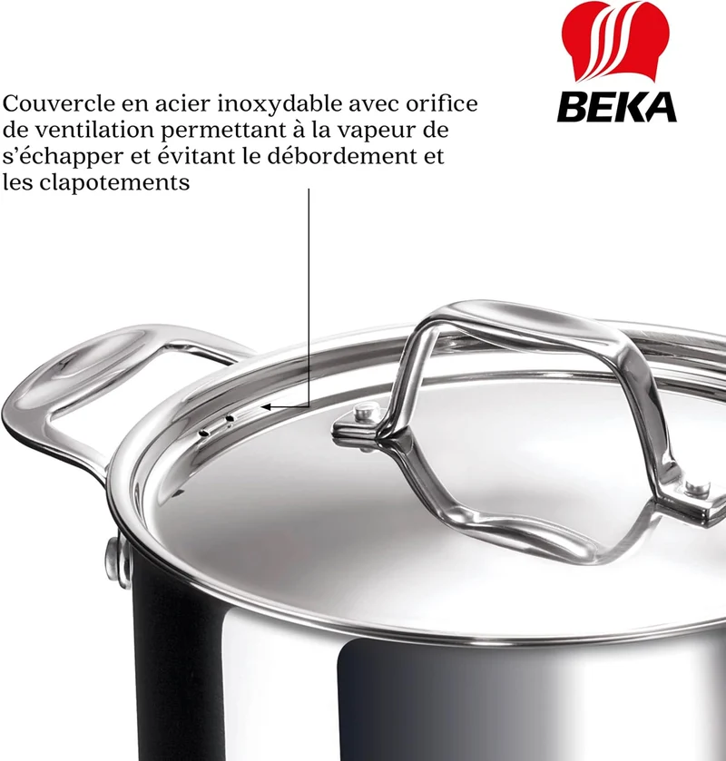 BEKA Chef Kochtopf, Edelstahl, Silber, 24 cm