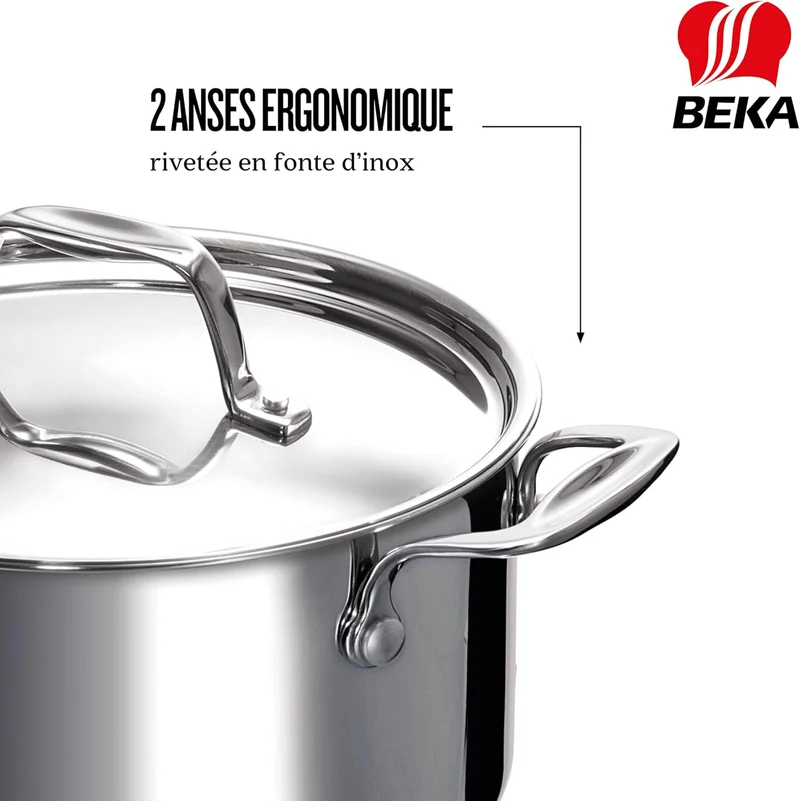 BEKA Chef Kochtopf, Edelstahl, Silber, 24 cm
