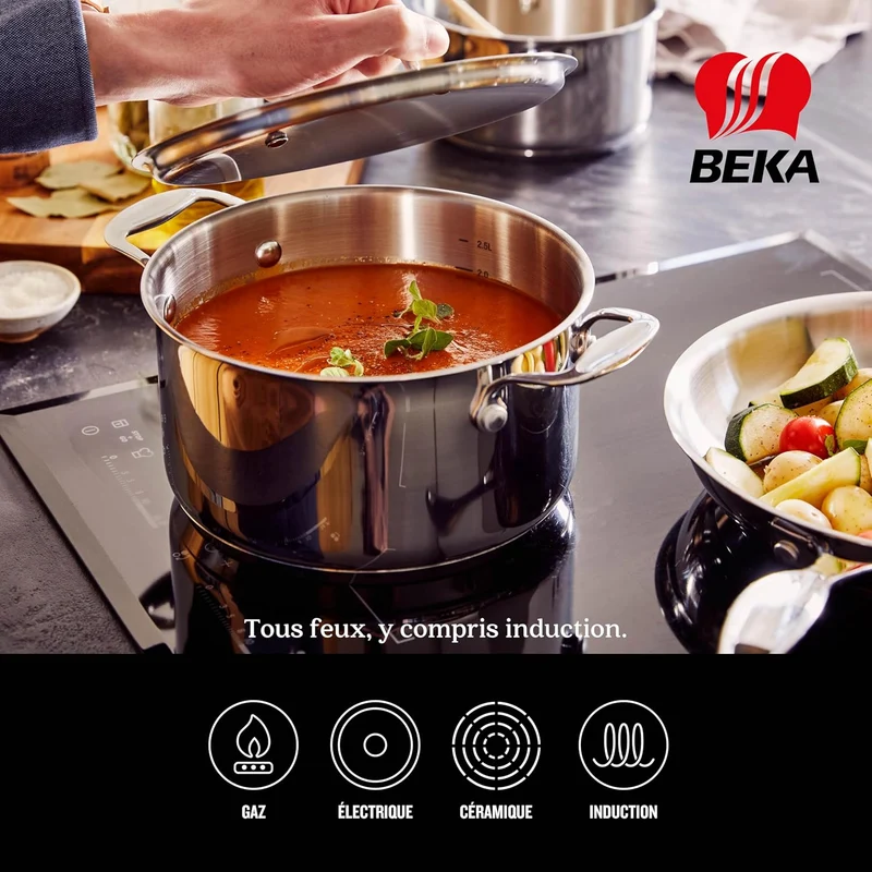 BEKA Chef Kochtopf, Edelstahl, Silber, 24 cm