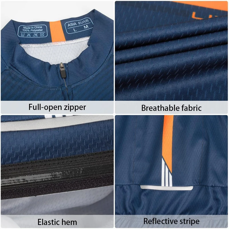 ROTTO Herren Radtrikot Fahrradtrikot Langarm Rennrad Trikot Farbverlauf Reihe XS A Marine, XS A Mari