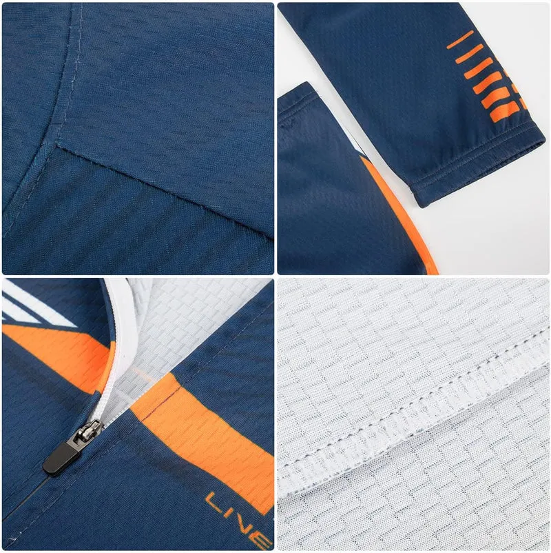 ROTTO Herren Radtrikot Fahrradtrikot Langarm Rennrad Trikot Farbverlauf Reihe XS A Marine, XS A Mari