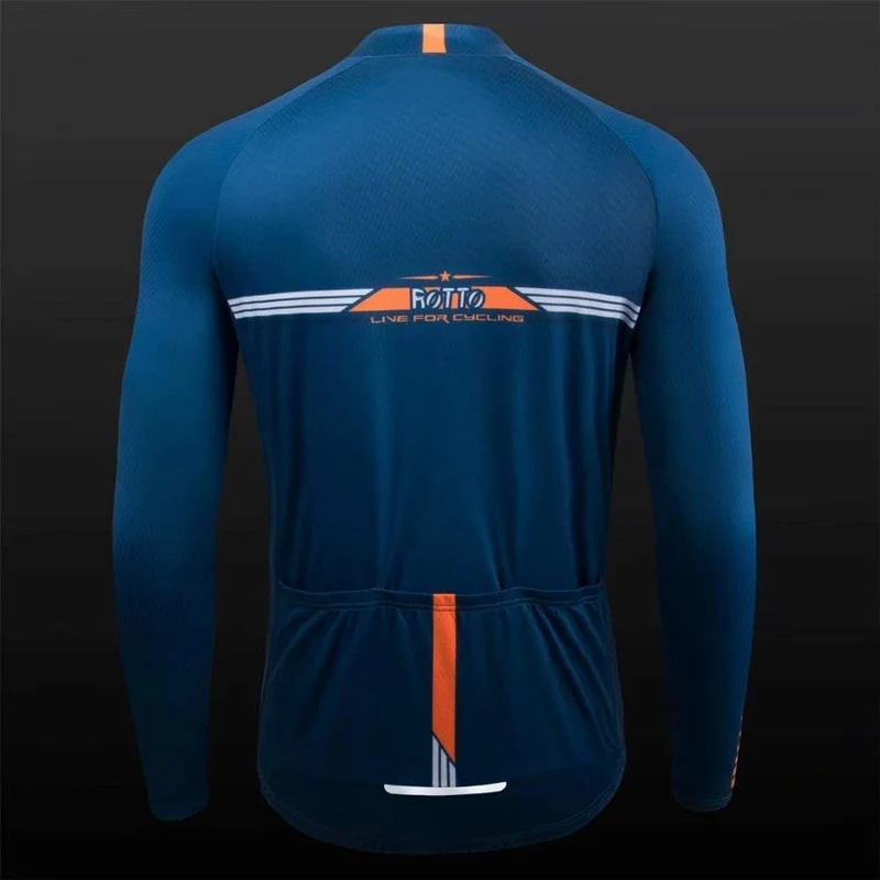 ROTTO Herren Radtrikot Fahrradtrikot Langarm Rennrad Trikot Farbverlauf Reihe XS A Marine, XS A Mari