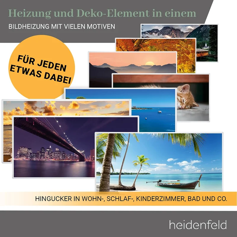 Heidenfeld Infrarotheizung HF-HP105 | 𝟭𝟬 𝐉𝐀𝐇𝐑𝐄 𝐆𝐀𝐑𝐀𝐍𝐓𝐈𝐄 - 1000 Watt - Bis 25 m² - Infrarot Heizkörpe