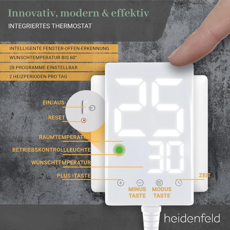 Heidenfeld Infrarotheizung HF-HP105 | 𝟭𝟬 𝐉𝐀𝐇𝐑𝐄 𝐆𝐀𝐑𝐀𝐍𝐓𝐈𝐄 - 1000 Watt - Bis 25 m² - Infrarot Heizkörpe