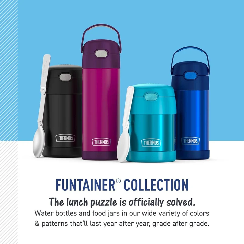 THERMOS Funtainer Edelstahl-Vakuum-Isolierflasche mit breitem Auslaufdeckel, 473 ml, Minecraft Minec