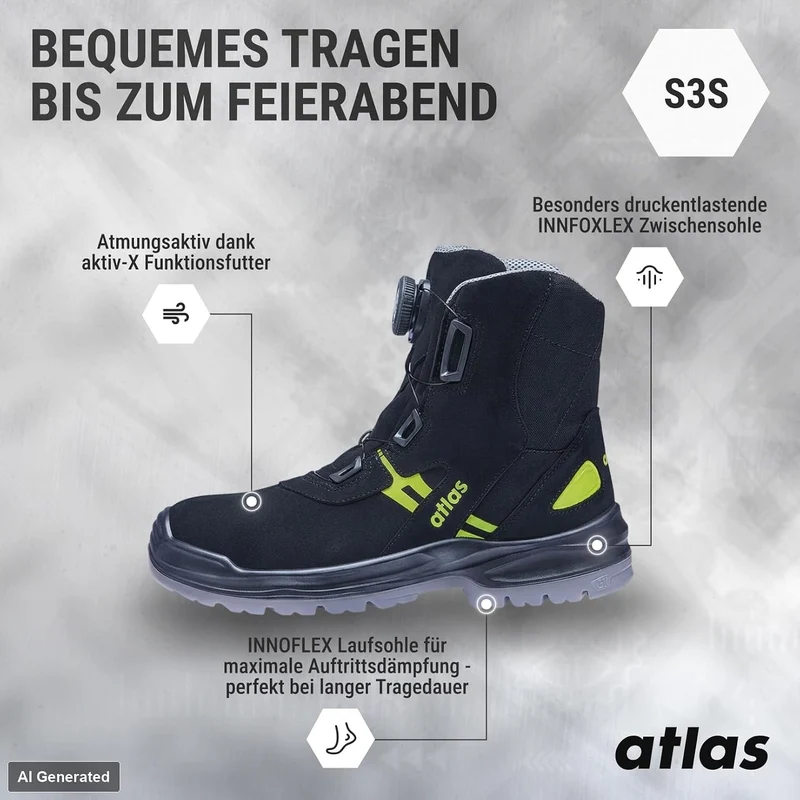 Atlas 90713S343 DIY 44 EU Schwarz, 44 EU Schwarz