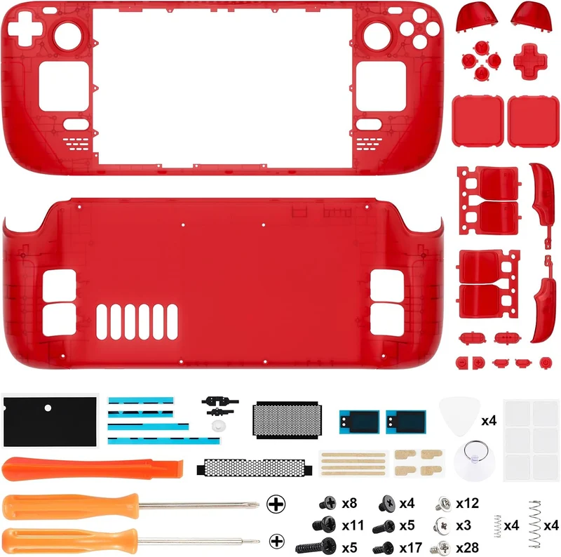 eXtremeRate Ersatz Full Case&Tasten Set für Steam Deck, DIY-Gehäuse Fronthülle/Rückplatte/Trigger D-