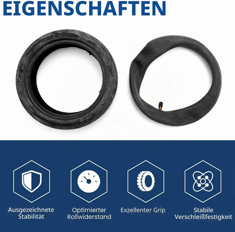 Jvareaty 60/70-6.5 Scooter Ersatzreifen Elektrofahrrad Aufblasbarer Reifen & Schlauchreifen Set für
