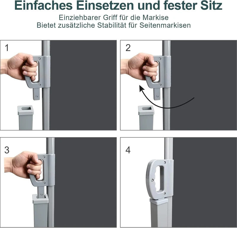 Ansobea Seitenmarkise,Sonnenschutz Markise Grau,160 x 300 cm Sichtschutz für Balkon, Garten, Terrass