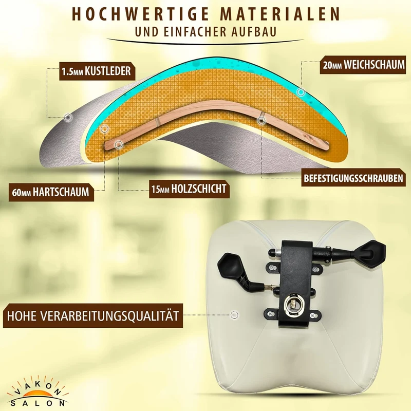 VAKON SALON - Sattelhocker mit Neigung Weiss, Sattelstuhl, Rollhocker höhenverstellbar von 50-65 cm,