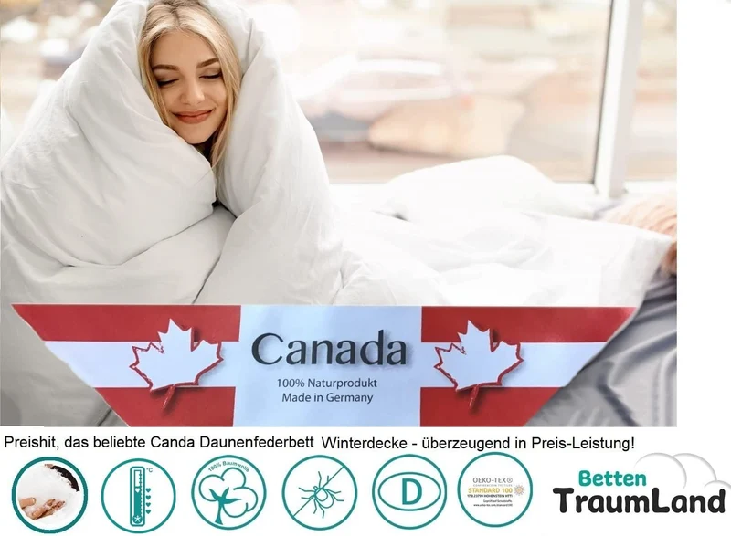 Bach's Betten Welt Canada Daunenfederbett Winterdecke Daunendecke Wärmegrad 4 wohlig wärmend (155 x