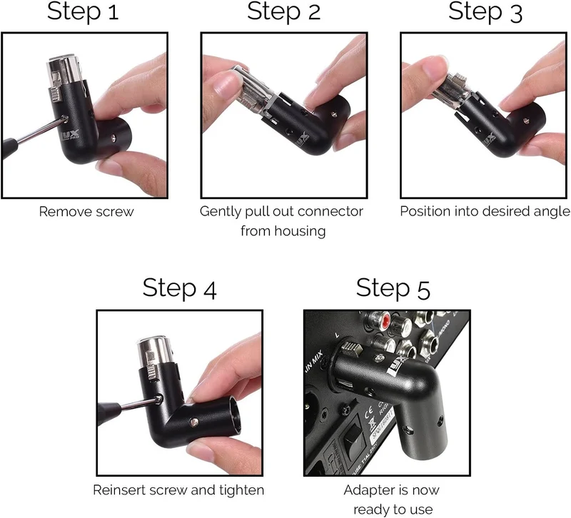 LyxPro XLR-Winkeladapter Dual Male and Female can be positioned to 4 Different Angles Right Left and