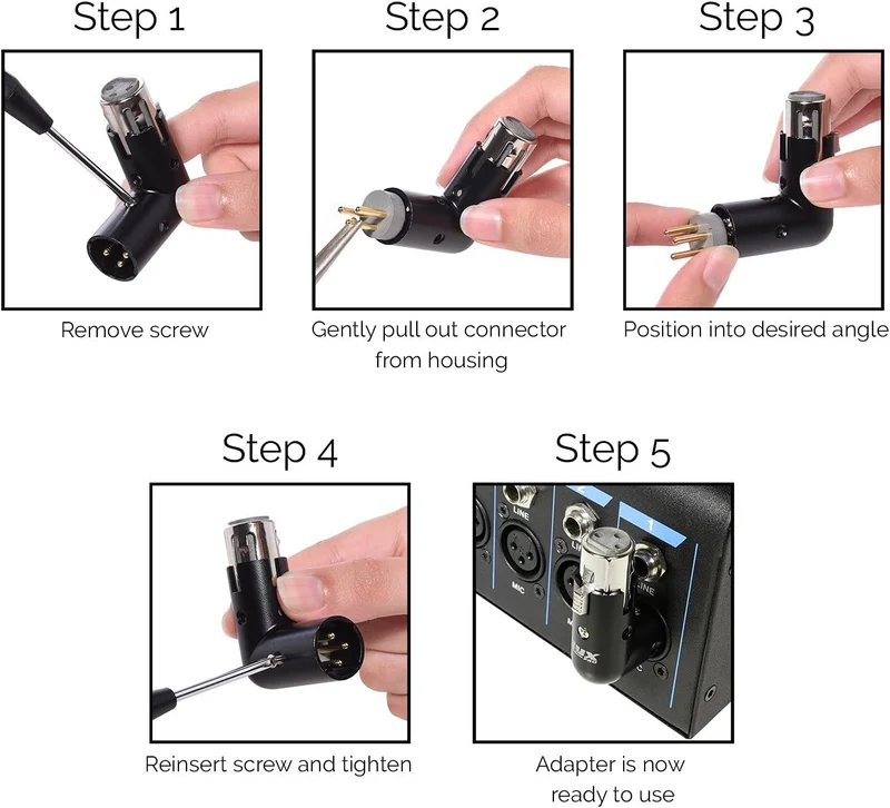 LyxPro XLR-Winkeladapter Dual Male and Female can be positioned to 4 Different Angles Right Left and