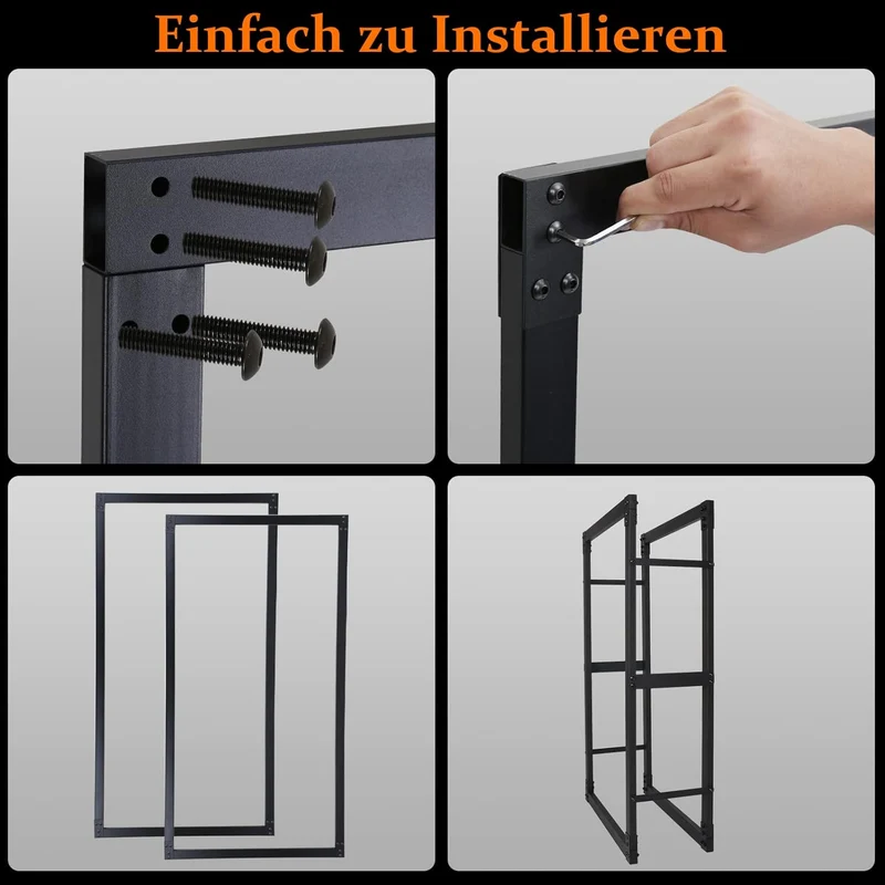 Ansobea Kaminholzregal innen, 60x25x100CM Brennholzregal für innen aussen, Kaminholzständer metall,