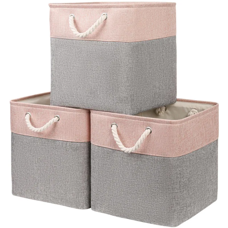 Mangata Aufbewahrungsbox Stoff,33x33x33cm Grosser Aufbewahrungskorb, Korb Aufbewahrung für Schrank,